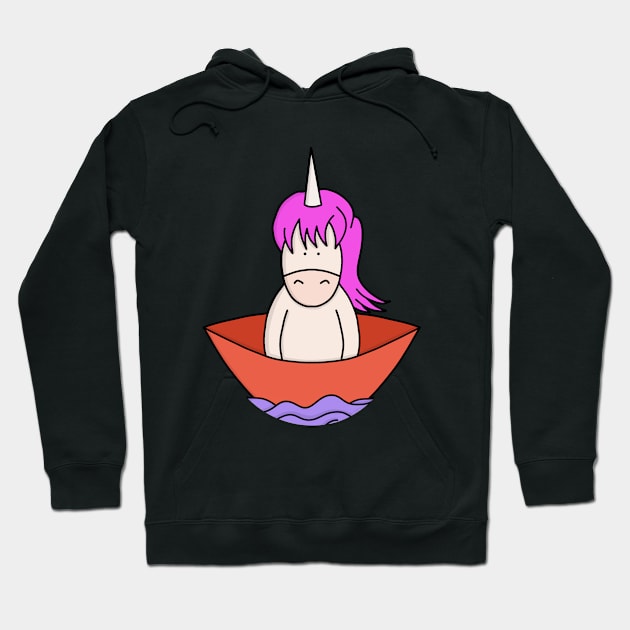 Cute Unicorn on a little boat Hoodie by DiegoCarvalho